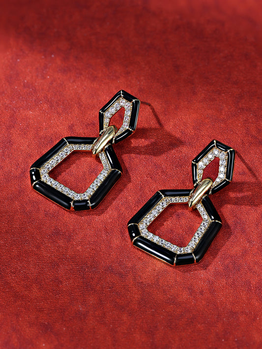 Sterling Silver Knot Earrings with Zircon Vintage Geometric Design Platinum Plated for Women-Anniversary Gift