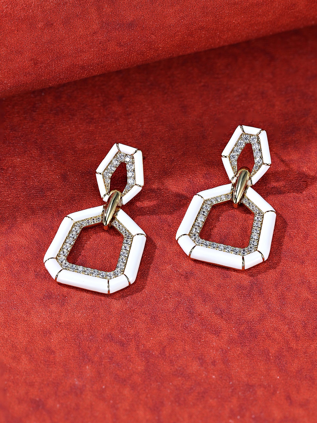 Sterling Silver Knot Earrings with Zircon Vintage Geometric Design Platinum Plated for Women-Anniversary Gift