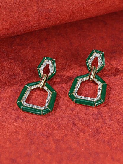 Sterling Silver Knot Earrings with Zircon Vintage Geometric Design Platinum Plated for Women-Engagement Wedding Anniversary Gift