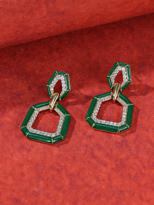 Sterling Silver Knot Earrings with Zircon Vintage Geometric Design Platinum Plated for Women-Engagement Wedding Anniversary Gift