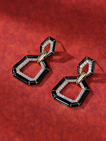 Sterling Silver Knot Earrings with Zircon Vintage Geometric Design Platinum Plated for Women-Anniversary Gift