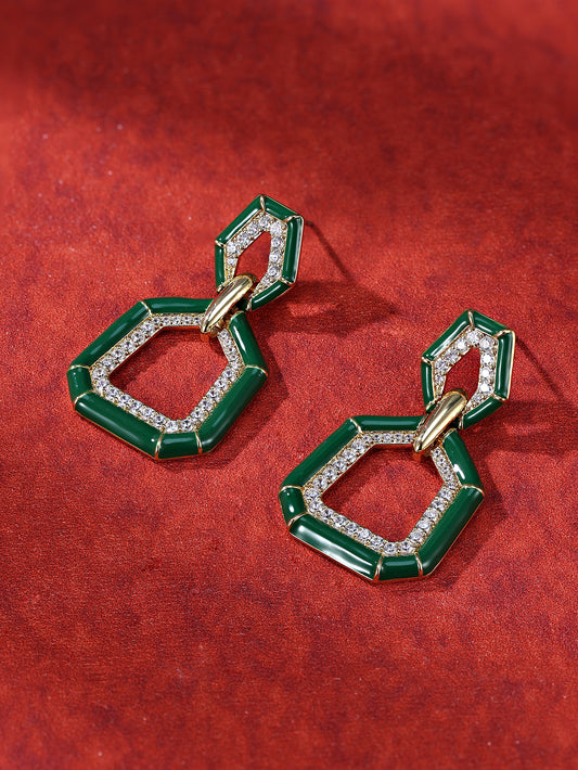 Sterling Silver Knot Earrings with Zircon Vintage Geometric Design Platinum Plated for Women-Engagement Wedding Anniversary Gift