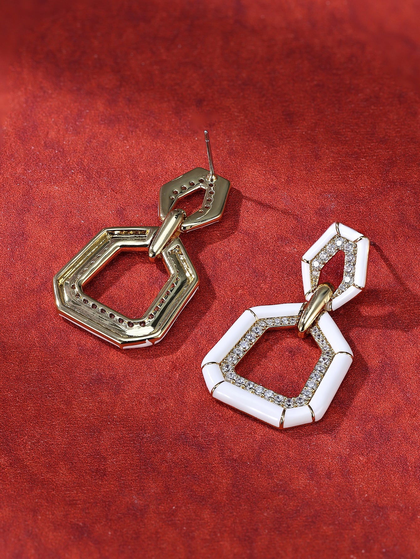 Sterling Silver Knot Earrings with Zircon Vintage Geometric Design Platinum Plated for Women-Anniversary Gift